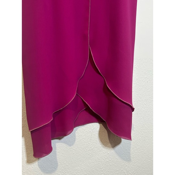 Vintage Ferrali by Phillipe Pink Blouson Tiered Ruffle Chiffon Dress Size 3/4 - Picture 3 of 11